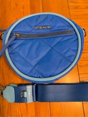 MZ Wallace Quilted Tambourine Crossbody in True Blue & Gunmetal Hardware